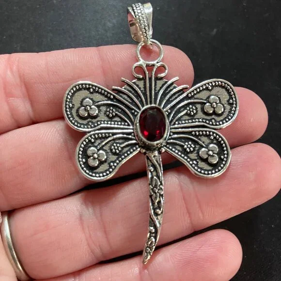 Garnet Dragonfly Pendant - Picture 5 of 6